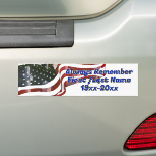 Pegatina Para Coche Memorial de la Bandera Americana con Cruces