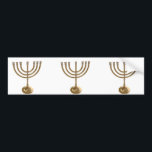 Pegatina Para Coche menorah de oro<br><div class="desc">Menora,  channukah,  oro metálico,  hannukah,  hebreo,  festividades,  judía,  judía,  judaísmo,  menorah,  chanukah,  hannuka,  channuka,  christmukah,  christmukah,  rabino judío</div>