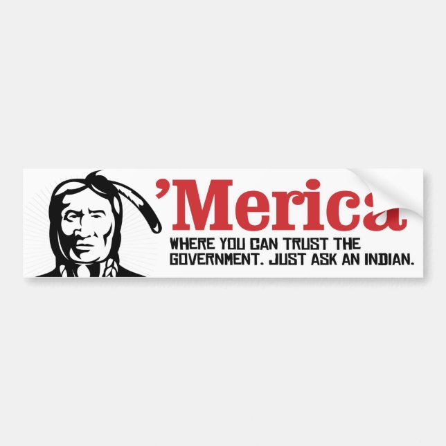 Pegatina Para Coche Merica - Donde puedes confiar en el gobierno - Sól (Frente)