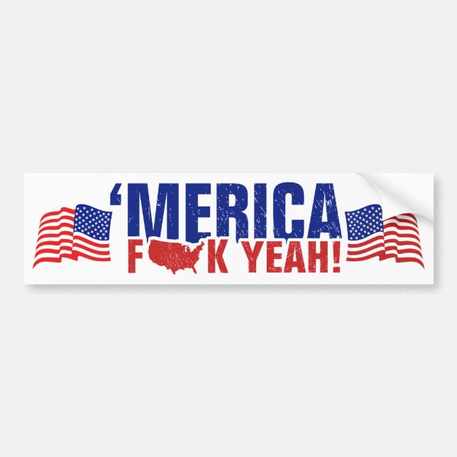 Pegatina Para Coche ¡'Merica Fck sí! Divertido y patriótico (Frente)
