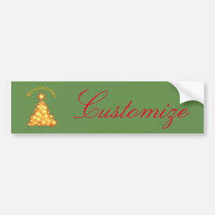 Pegatina Para Coche Merry Christmas Golden Tree Thunder_Cove