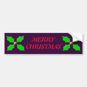 Pegatina Para Coche Merry Christmas Holly Bumper Sticker