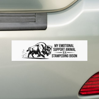 Pegatina Para Coche Mi Animal de Apoyo Emocional Arrollando Bisontes