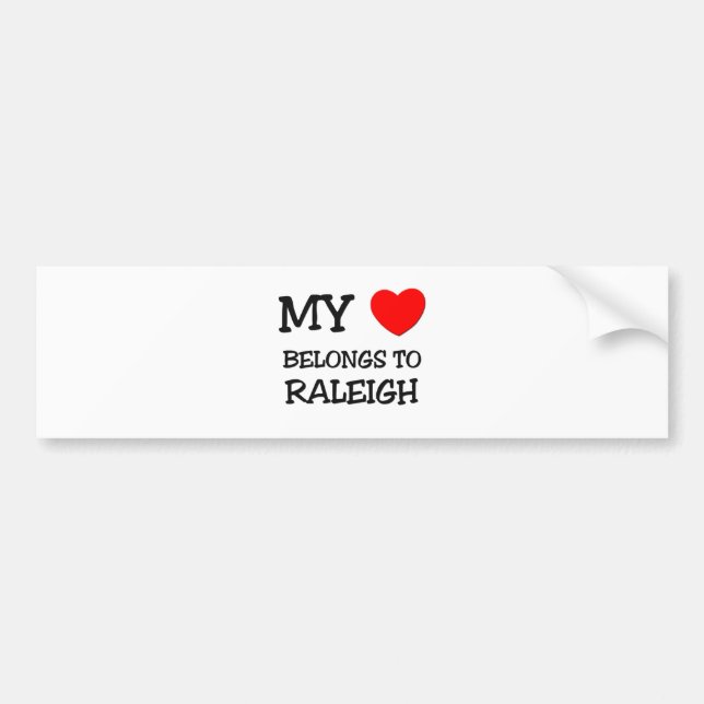 Pegatina Para Coche Mi corazón pertenece a RALEIGH (Frente)