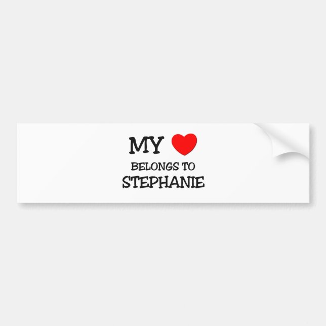 Pegatina Para Coche Mi corazón pertenece a STEPHANIE (Frente)