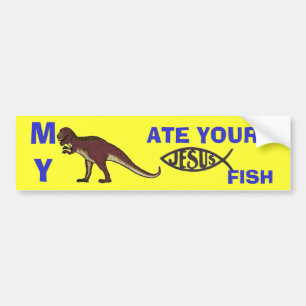Pegatina Para Coche Mi dinosaurio comió sus pescados de Jesús