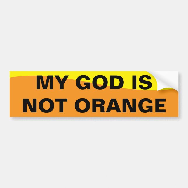 PEGATINA PARA COCHE MI DIOS NO ES NARANJA (Frente)