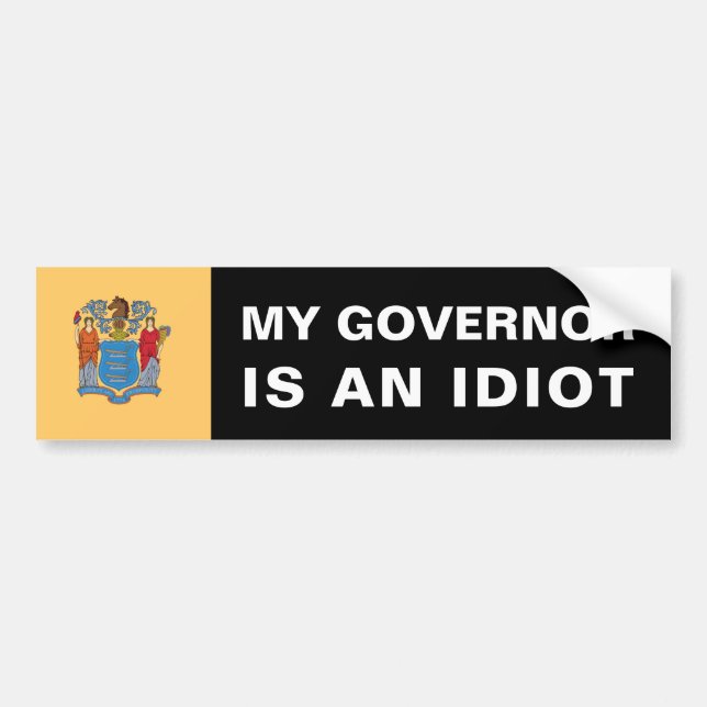 Pegatina Para Coche Mi gobernador es un idiota - New Jersey (Frente)