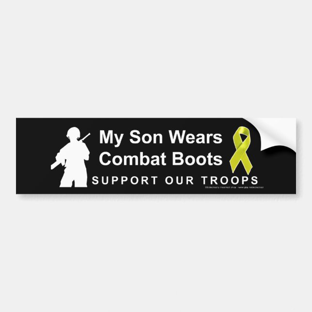 Pegatina Para Coche Mi hijo lleva botas de combate (Frente)