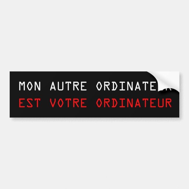 Pegatina Para Coche MI OTRA COMPUTADORA ES TU ORDENADOR - Francés (Frente)