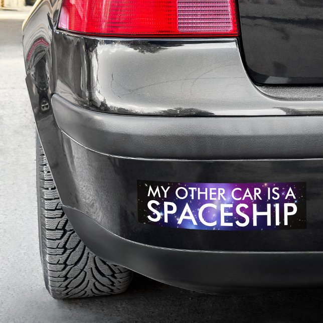 Pegatina Para Coche Mi otro auto es un grupo de galaxia púrpura de nav (My Other Car is a Spaceship Purple Galaxy Cluster Bumper Sticker)