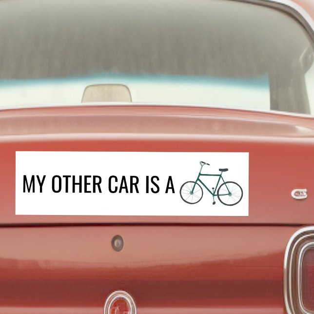 PEGATINA PARA COCHE MI OTRO COCHE ES UNA BICICLETA ACOGEDORA. (MY OTHER CAR IS A BIKE Cute Green Bicycle Cyclist Bumper Sticker
)