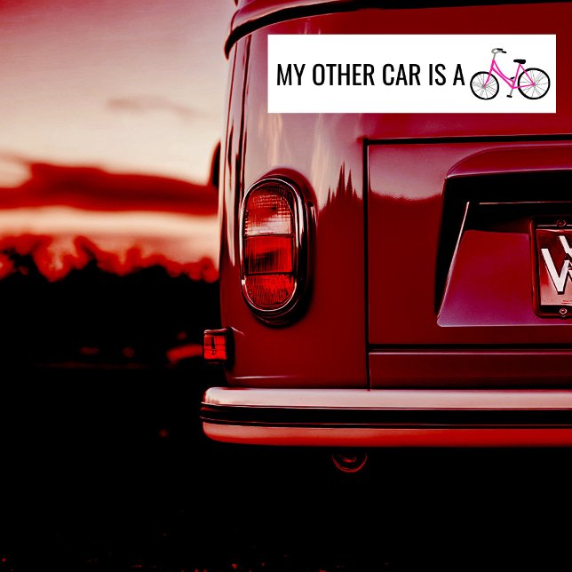 Pegatina Para Coche MI OTRO COCHE ES UNA BICICLETA Rosa (MY OTHER CAR IS A BIKE Cute Pink Bicycle Cyclist Bumper Sticker
)