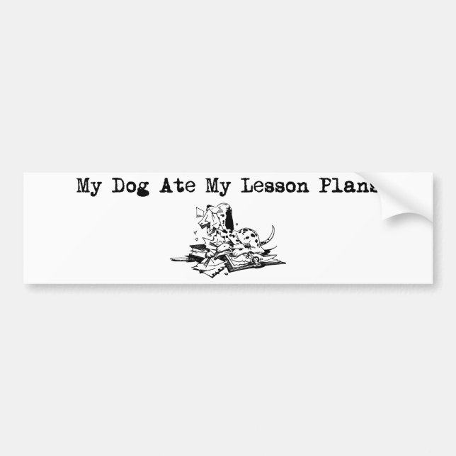 Pegatina Para Coche Mi perro comió mis planes de lección (Frente)