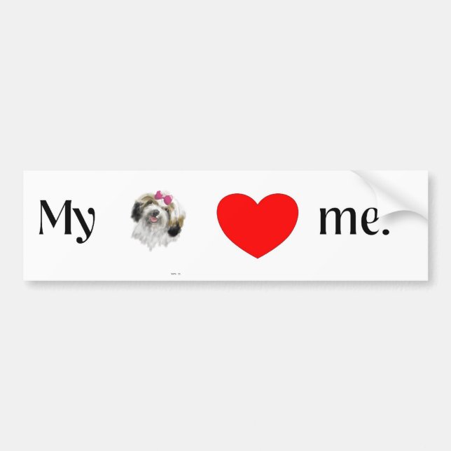 Pegatina Para Coche Mi tzu de shih me ama (Frente)