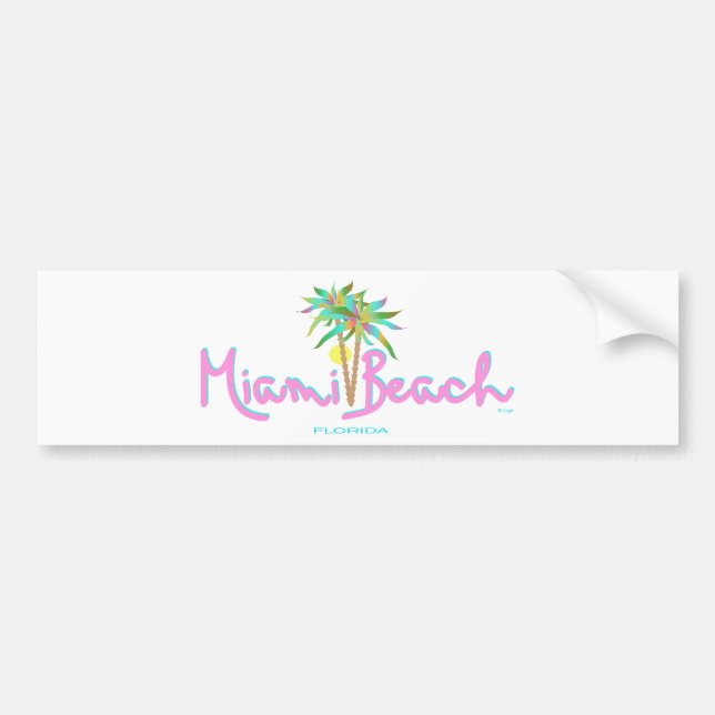 Pegatina Para Coche Miami Beach Pam's (Frente)