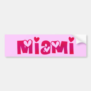 Pegatina Para Coche Miami en los corazones
