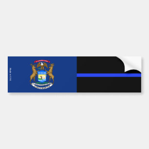 Pegatina Para Coche Michigan Thin Blue Line Flag Bumper Sticker