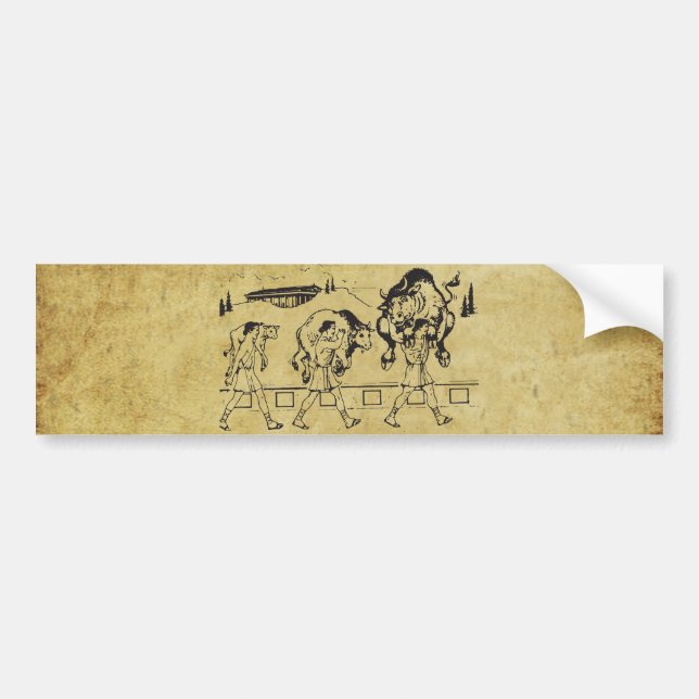 Pegatina Para Coche Milo de Croton y el toro - Motivación del gimnasio (Frente)