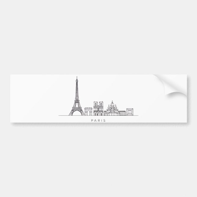 Pegatina Para Coche Minimalist Paris Skyline Line Art (Frente)
