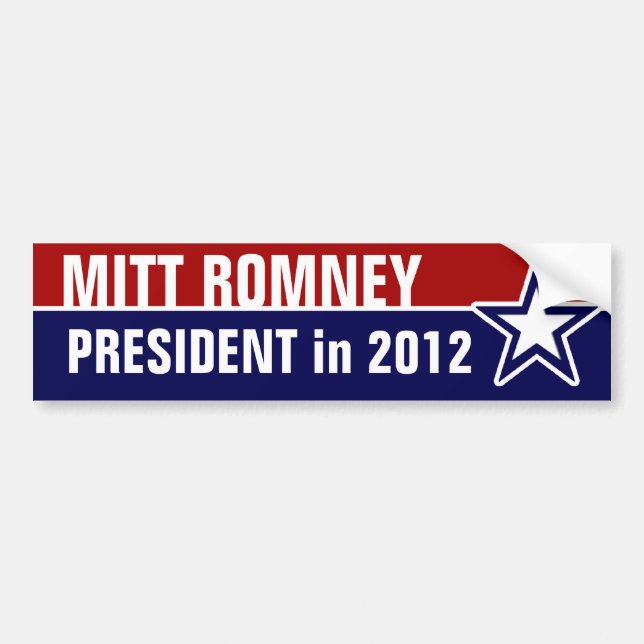 Pegatina Para Coche Mitt Romney en 2012 (Frente)