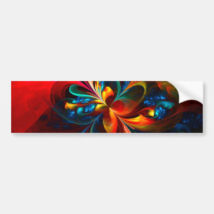 Pegatina Para Coche Modern Floral Resumen Art Naranja Patrón Azul #14