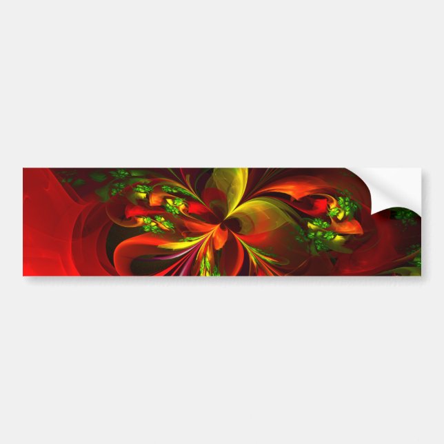 Pegatina Para Coche Modern Red Green Floral Abstract Art Pattern #05 (Frente)