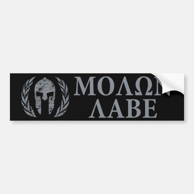 Pegatina Para Coche Molon Labe Grunge Casco Espartano (Frente)