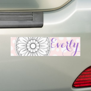 Pegatina Para Coche Monogram Gray and Pink Modern Medallion Pattern