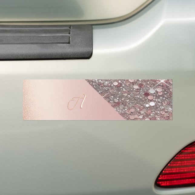 Pegatina Para Coche Monograma de oro Rosa elegante (en coche)