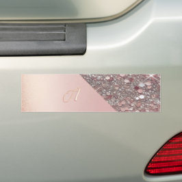 Pegatina Para Coche Monograma Elegante de Oro Rosa