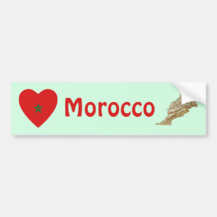 Pegatina Para Coche Morocco Flag Heart + Map Bumper Sticker