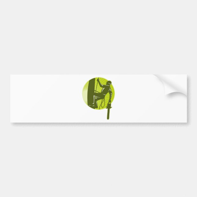 Pegatina Para Coche motosierra del cirujano de árbol del arborista (Frente)