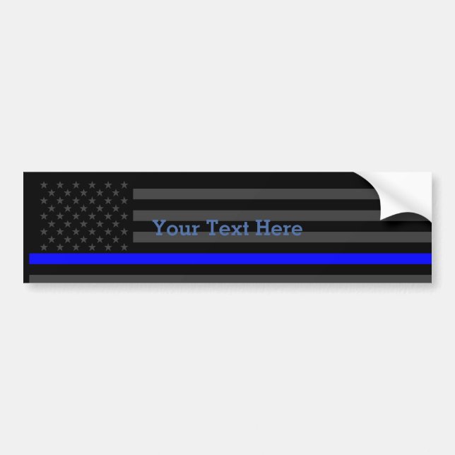 Pegatina Para Coche Muestre la bandera negra personalizada Blue Line (Frente)