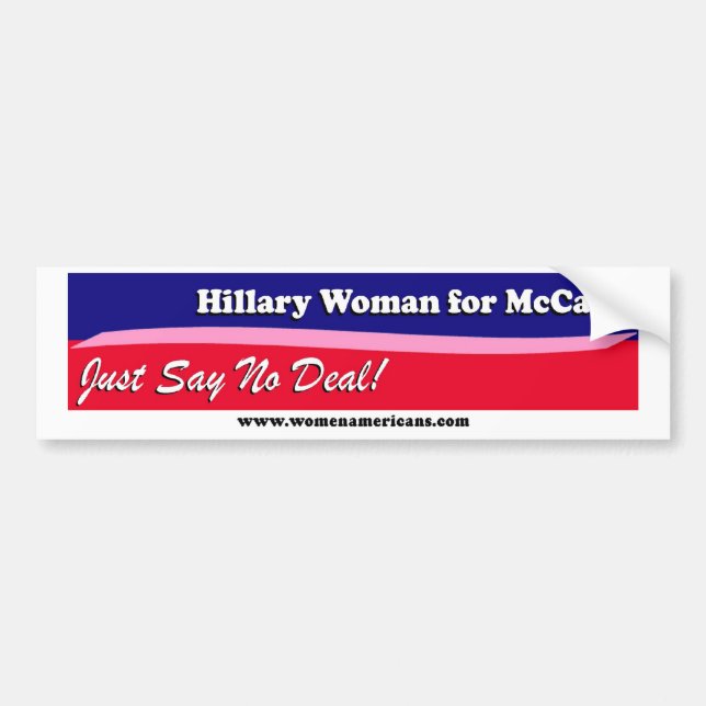 Pegatina Para Coche Mujer de Hillary para McCain - apenas diga no el (Frente)