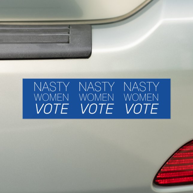 Pegatina Para Coche "mujer desagradable vota" auto blanco azul (en coche)