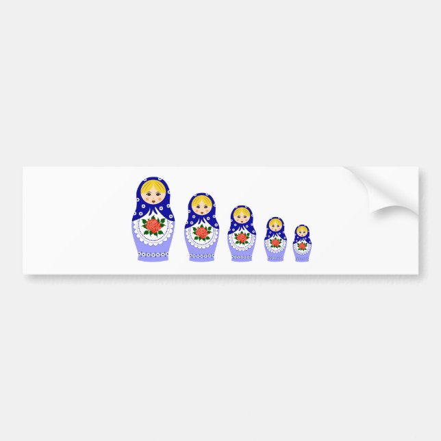 Pegatina Para Coche Muñecas de Matryoschka azules (Frente)