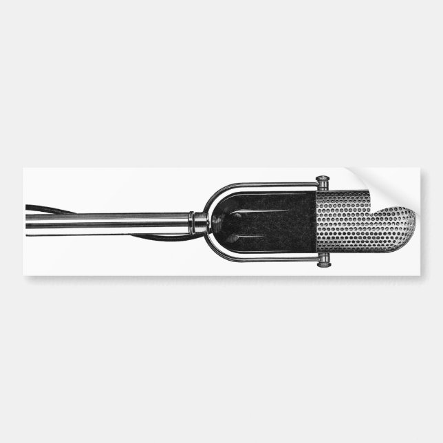 Pegatina Para Coche Música de época, micrófono retro de moda antiguo (Frente)