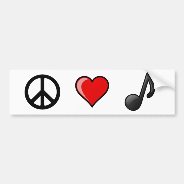 Pegatina Para Coche Música del amor de la paz (Frente)