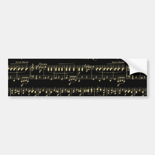 Pegatina Para Coche Música dorada sobre negro