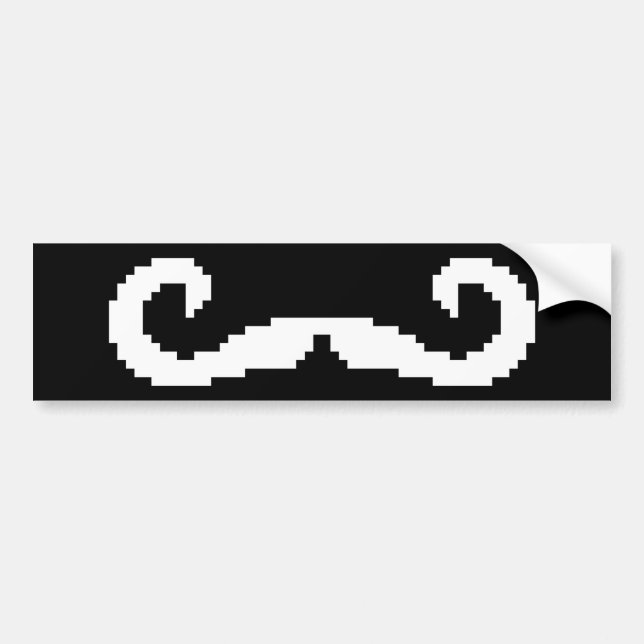 Pegatina Para Coche Mustache de manillar para píxeles de 8 bits (Frente)