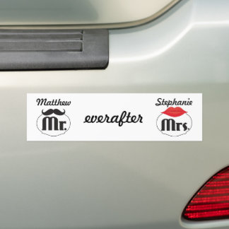 Pegatina Para Coche Mustache Lips Sr. Mrs Just Casried