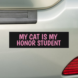 PEGATINA PARA COCHE MY CAT IS MY HONOR STUDENT BUMPER STICKERS