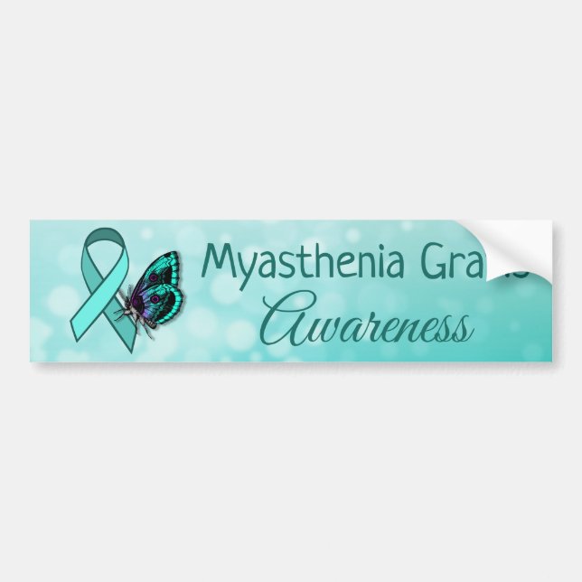Pegatina Para Coche Myasthenia Gravis Awareness Verde azulado Butfly R (Frente)