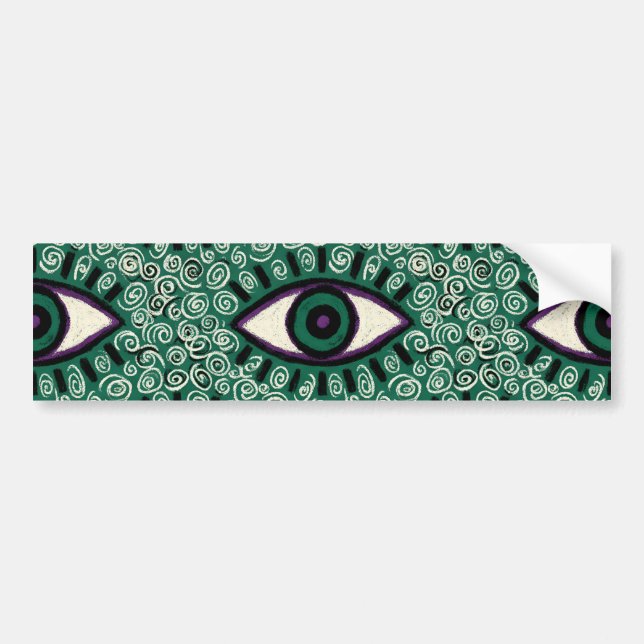 Pegatina Para Coche "Mystic Emerald Eyes" - Psychedelic Swirl Seamless (Frente)
