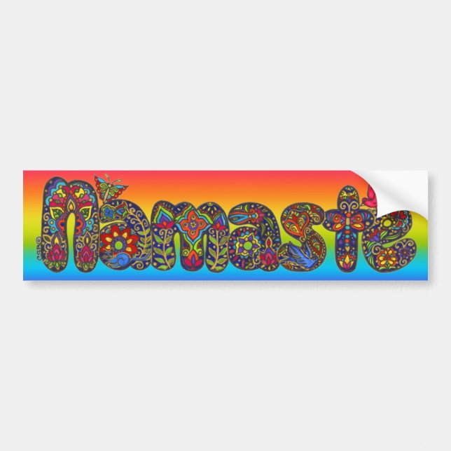 Pegatina Para Coche Namaste Bumpersticker por ArtHarmonyCreations (Frente)
