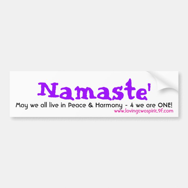 Pegatina Para Coche Namaste', mayo todos vivimos en la paz - (Frente)