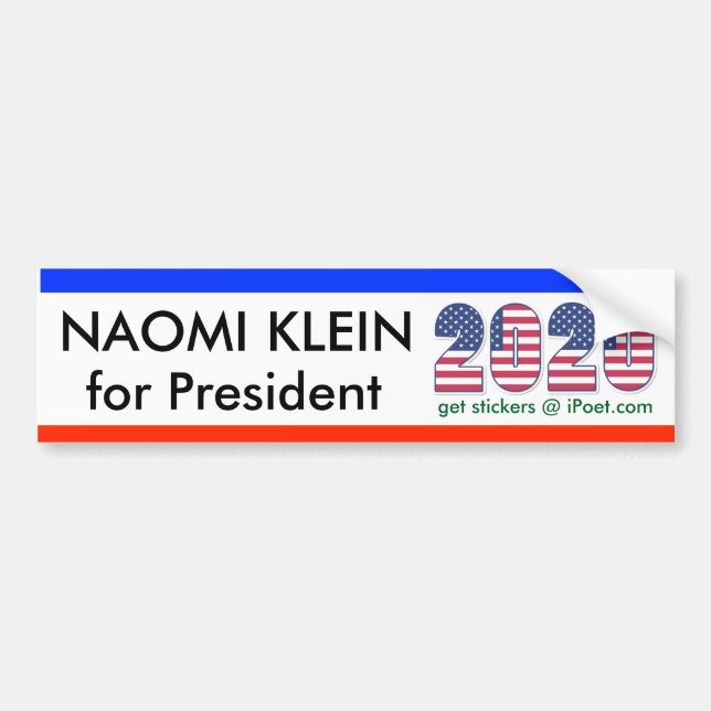 PEGATINA PARA COCHE NAOMI KLEIN PARA PRESIDENTE 2020 (Frente)