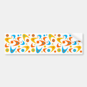 Pegatina Para Coche Naranja amarillo retro y Aqua Starburst Boomerang