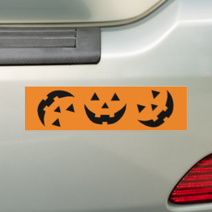 Pegatina Para Coche Naranja divertido jack o linterna cara de calabaza